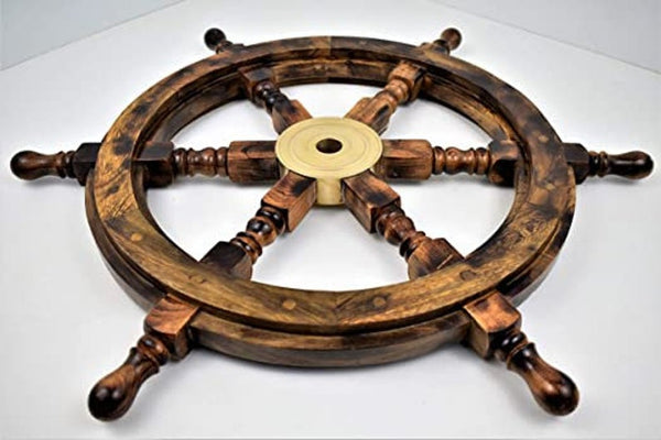 30'' Burned Heat Tempered Wall Hanging wooden ship wheel