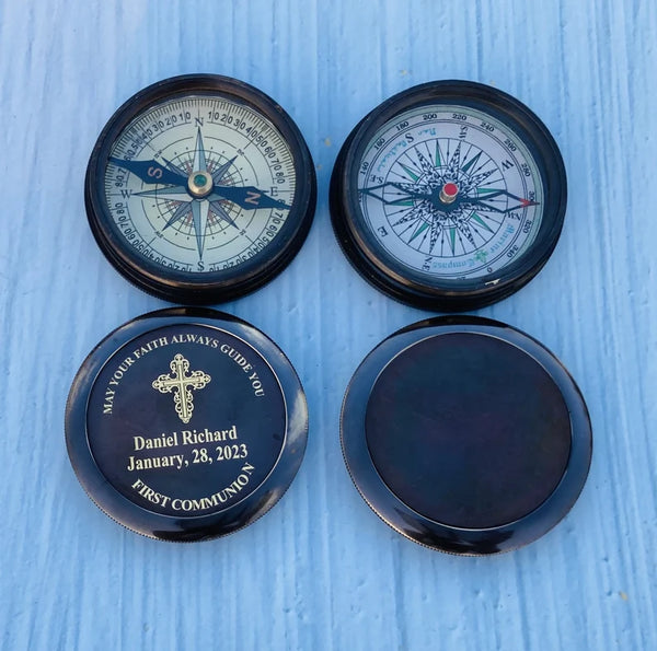 Compass Customisable ANTIQUE STYLE COMPASS CUSTOMIZABLE ENGRAVING PERSONALIZED GIFT WITH CA